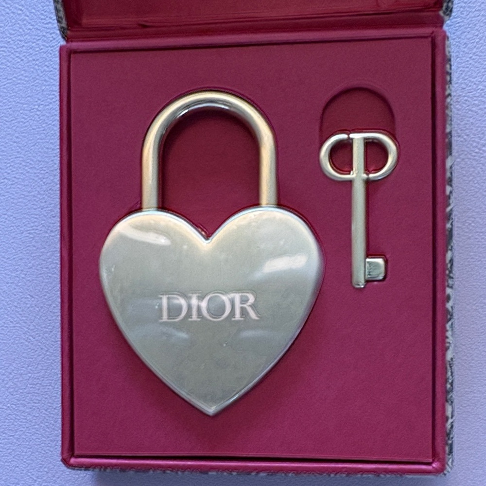 Dior Silver Heart Padlock with Key